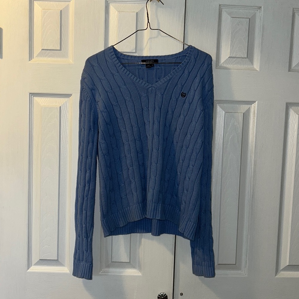 Chaps Women's Cable Knit Light Blue Sweater